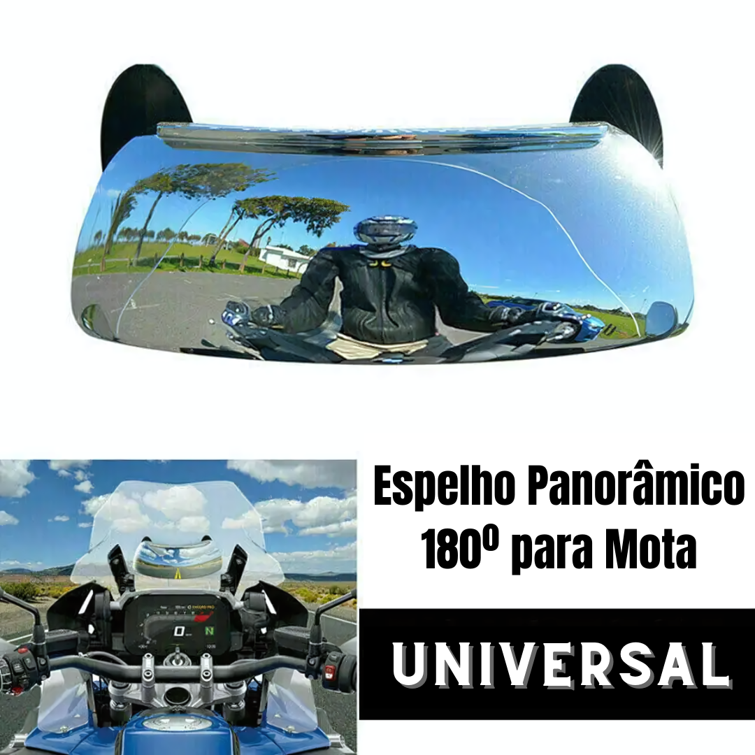 Espelho Panorâmico 180º para Mota- Elimine Pontos Cegos e Aumente a Segurança!