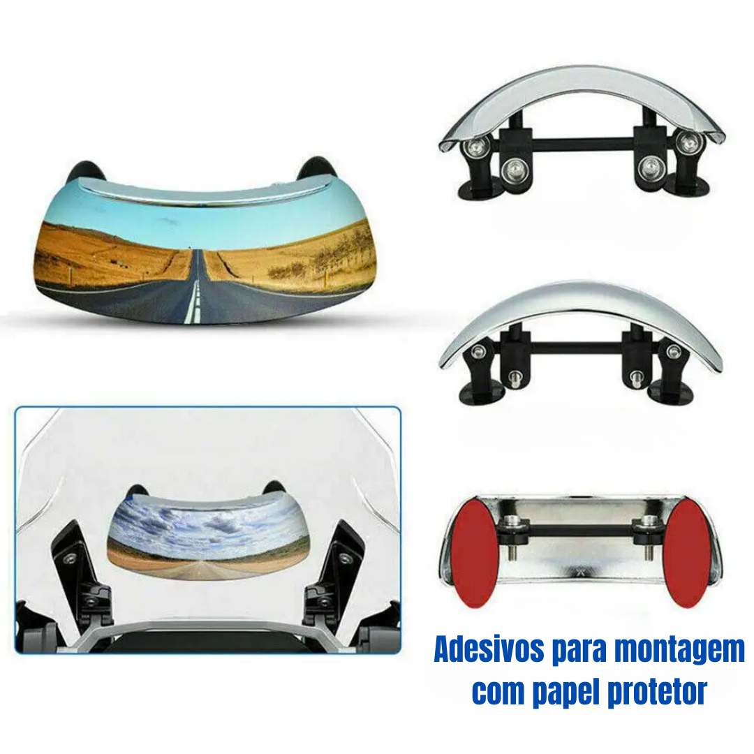 Espelho Panorâmico 180º para Mota- Elimine Pontos Cegos e Aumente a Segurança!